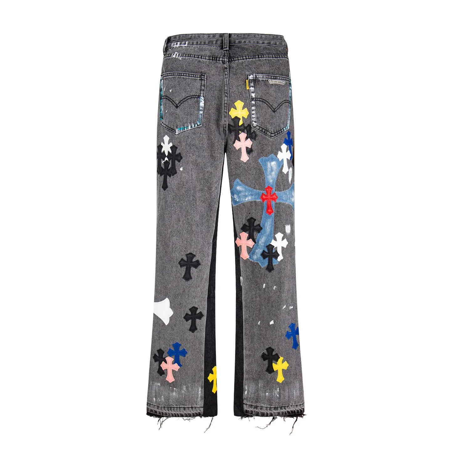 💰330 Top Version GALLERY DEPT & Chrome Hearts Chrome Hearts co-branded large logo blue, yellow, black and white multi-color spliced ​​washed jeans, truly restores the ultimate vintage texture, three-dimensional version, loose and comfortable, not picky about the figure, taller and slimmer, large factory Seiko, original factory quality control, same style for men and women, can be matched with couples, versatile recommendation, must-have jeans for all seasons, fashionable people have been disappointed. From the quality selection of fabrics, the tailoring of details, and the matching of patterns, they are all impeccable! The upper body is so handsome when worn...it can be easily worn by men, women and children! The craftsmanship is made of heavy-duty washed pure cotton denim fabric. After washing, it is soft and thick. It is very stylish when worn on the body. Style number: 1788# Color: black Size: 28 30 32 34 36
